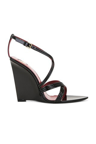 Saint Laurent Rossi Wedge Sandal in Black | FWRD 