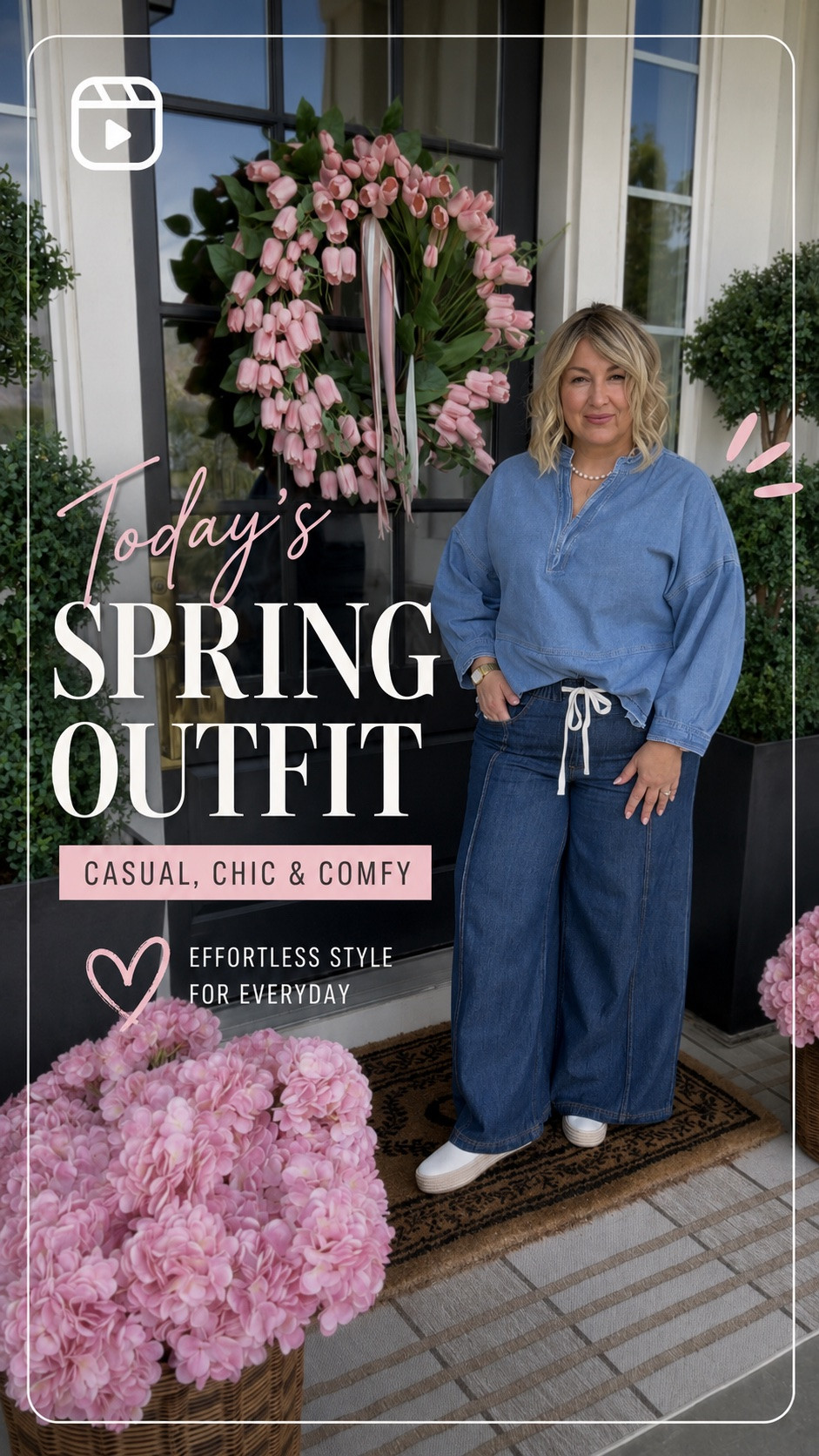 Spring outfit that feels just as good as it looks 🌸✨
Loving this casual + comfy combo with the prettiest feminine touch. Perfect for everyday errands, lunch dates, or simply feeling put together without trying too hard 💙
-

midsize fashion over 40. midsize spring outfit. casual chic outfit. wide leg jeans outfit. denim on denim look. feminine midsize style. over 40 style inspiration. comfy everyday outfit. spring fashion for women. flattering midsize outfits. casual classy style. amazon fashion finds. effortless spring style. outfit ideas for women over 40. relaxed denim outfit. everyday midsize fashion. spring ootd. classy casual outfit. comfy stylish looks. over 50 fashion inspiration