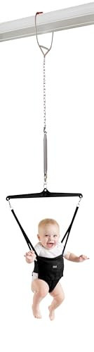 Jolly Jumper Iconic (Black), Doorway Baby Jumper, Indoor Exercise Saddle Seat, Adjustable Height, for Infants up to 28lbs, No Stand Required | Amazon (US)