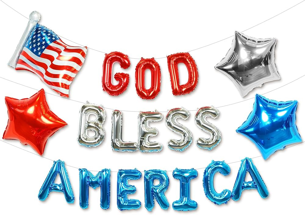 HOUSE OF PARTY 4th of July Balloons - Patriotic American Flag Balloons - 19"x26" | God Bless Amer... | Amazon (US)