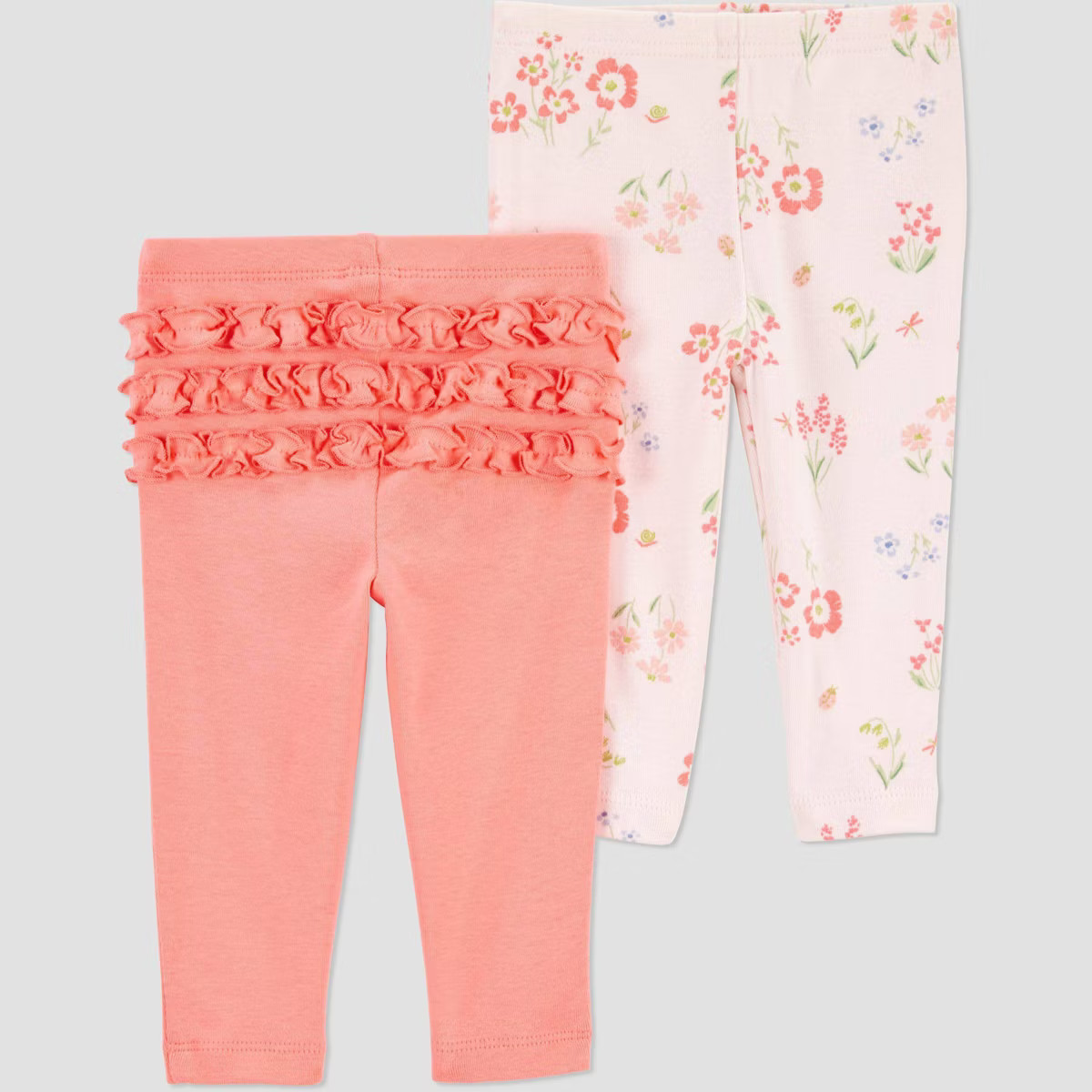 Carter's Just One You®️ Baby Girls' 2pk Coral Floral & Ruffle Pants - Pink 3M | Target
