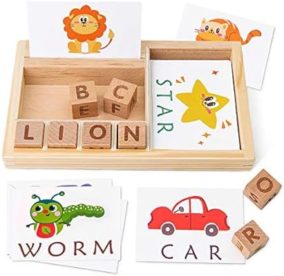 Coogam Spelling Games, Wooden Matching Letters Toy with Words Flash Cards, Alphabet ABC Learning ... | Amazon (US)