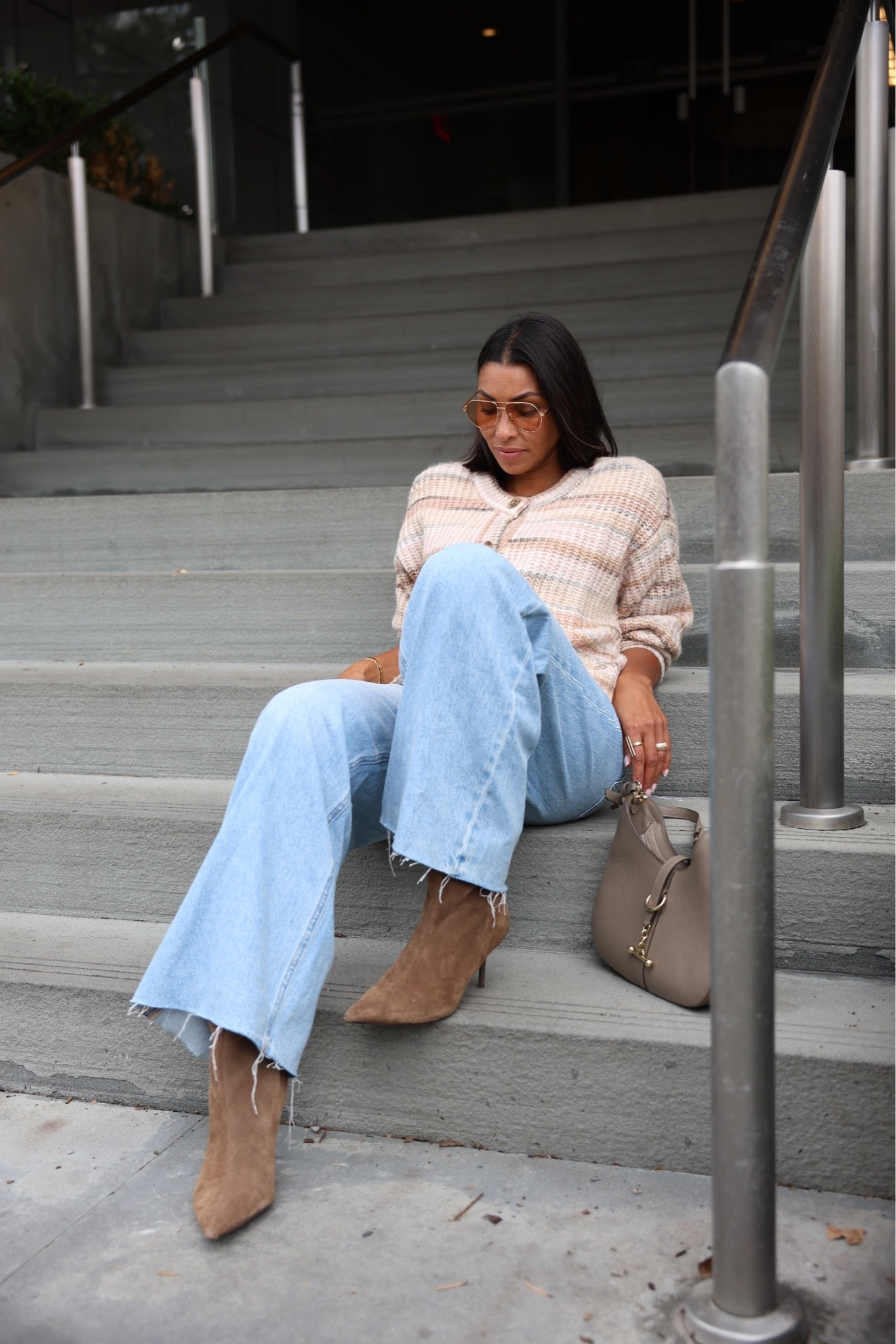 Fall outfit with jeans and cardigan #LOFTPartner