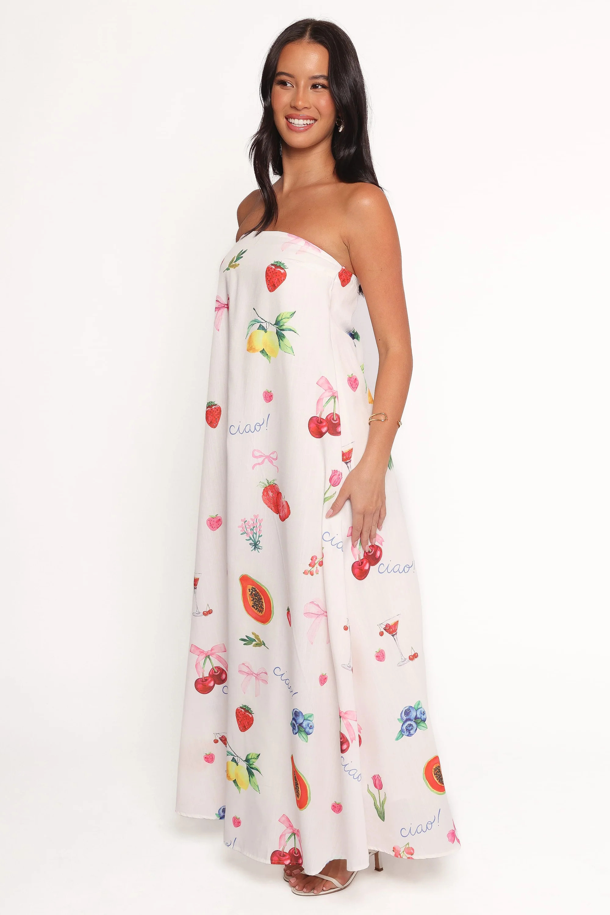 Soph Strapless Maxi Dress - Ciao Bow Print | Petal & Pup (US)