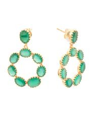 Made In India 18kt Gold Plated Green Onyx Stone Circle Drop Earrings | TJ Maxx