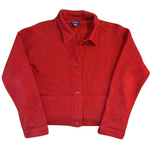 J. Crew wool blend collared red cardigan. Size small. | Poshmark