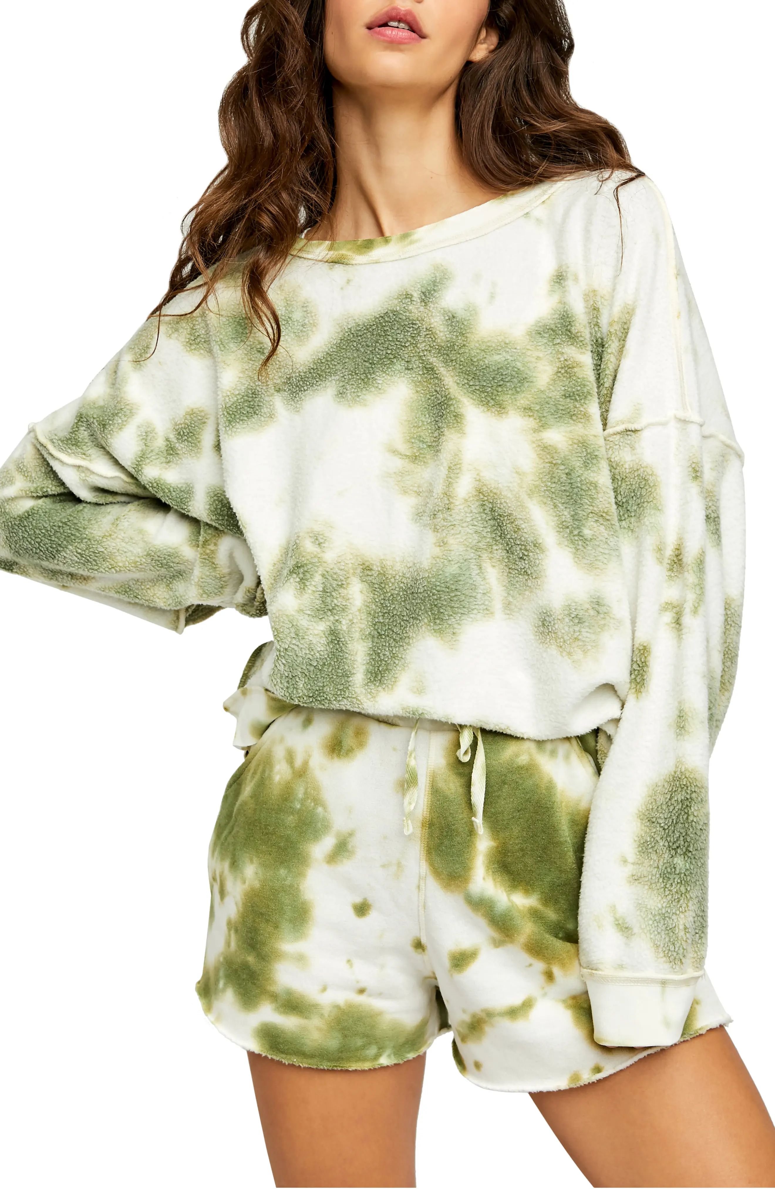 Women's Free People Kelly Washed Tie Dye Set, Size Small - Green | Nordstrom