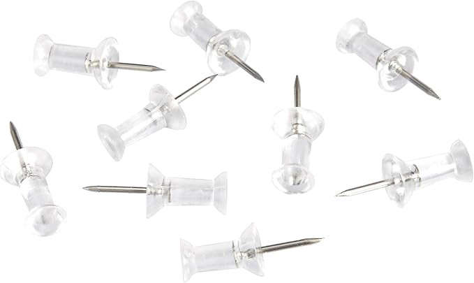 Amazon Basics Push Pins Tacks, Clear Plastic Head, Steel Point, 200-Pack | Amazon (US)