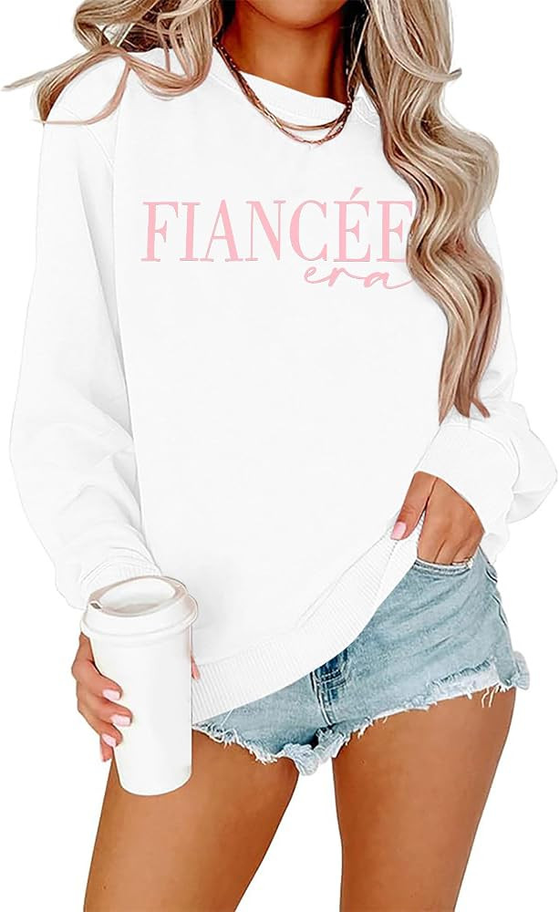 EGELEXY Fiancee Era Sweatshirts Women Bride Shirts Engaged Bachelorette Outfits Long Sleeve Pullo... | Amazon (US)