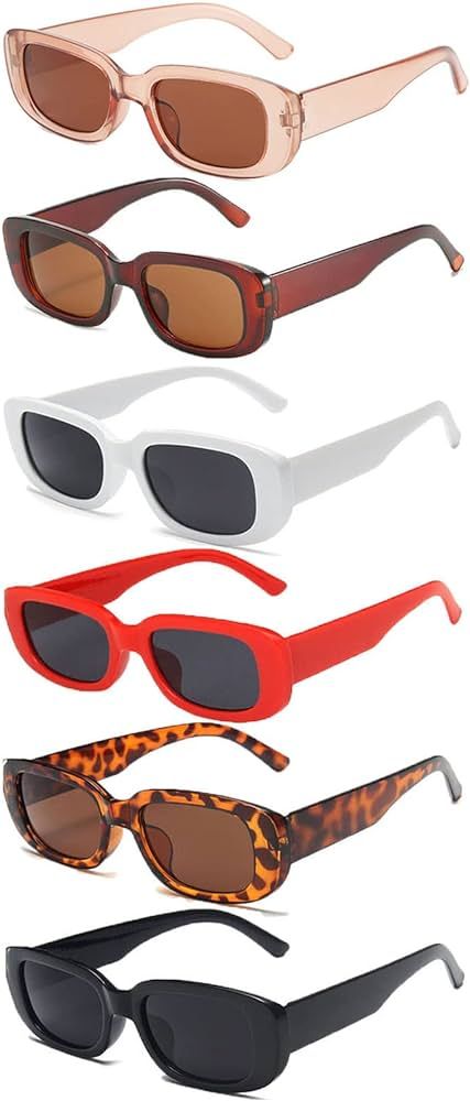 YQVIE 12 Pack Rectangle Sunglasses Bulk for Women Men Trendy Color Sun Glasses Party Favors | Amazon (US)