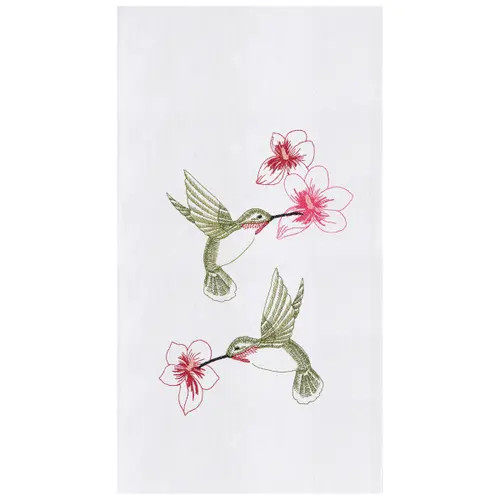 C&F Home Hummingbird Flower Embroidered Flour Sack Cotton Kitchen Towel in White at Nordstrom | Nordstrom