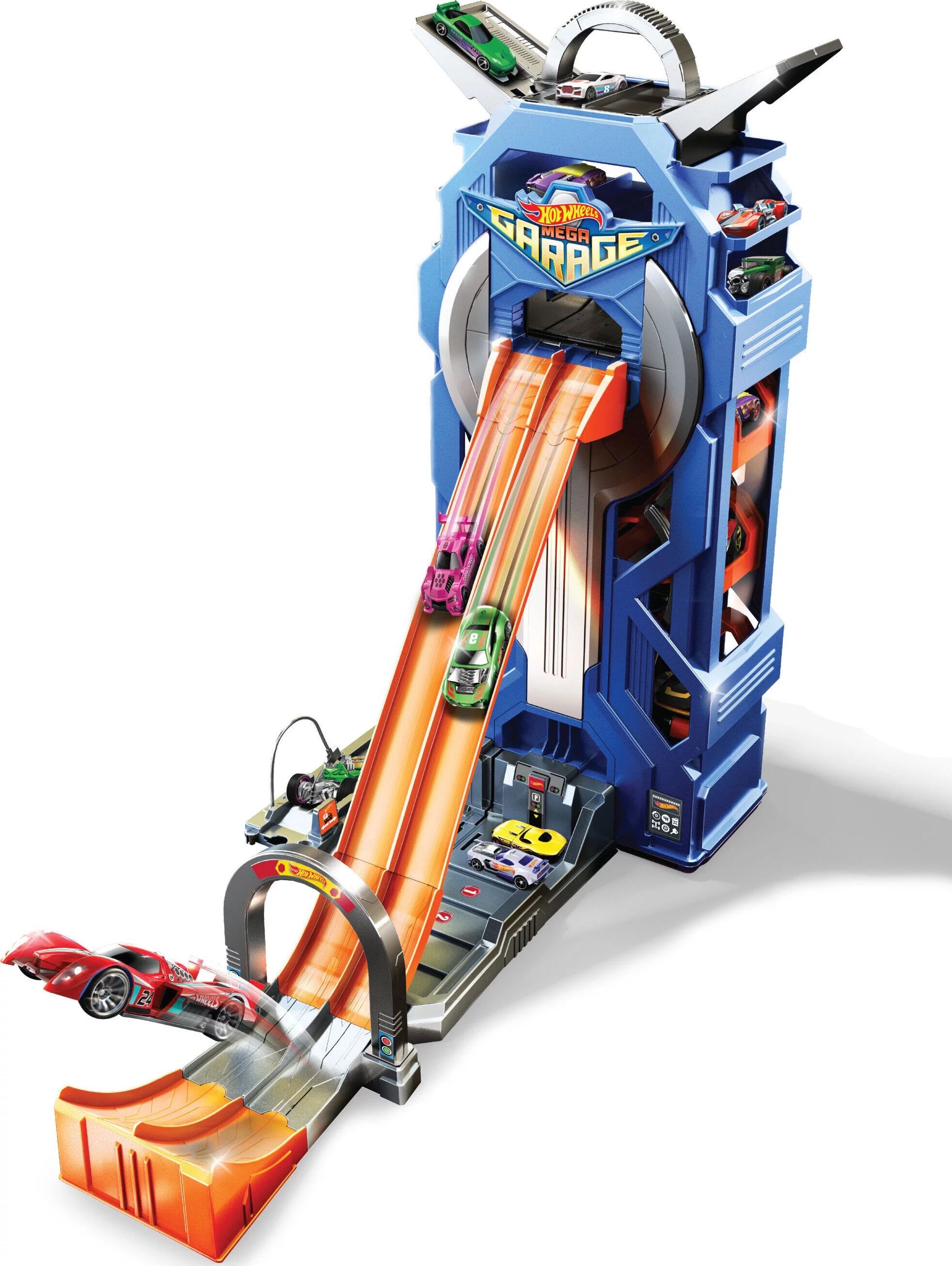 Hot Wheels Mega Garage Toy Car Race Track & Playset, Stores 35+ 1:64 Scale Vehicles | Walmart (US)