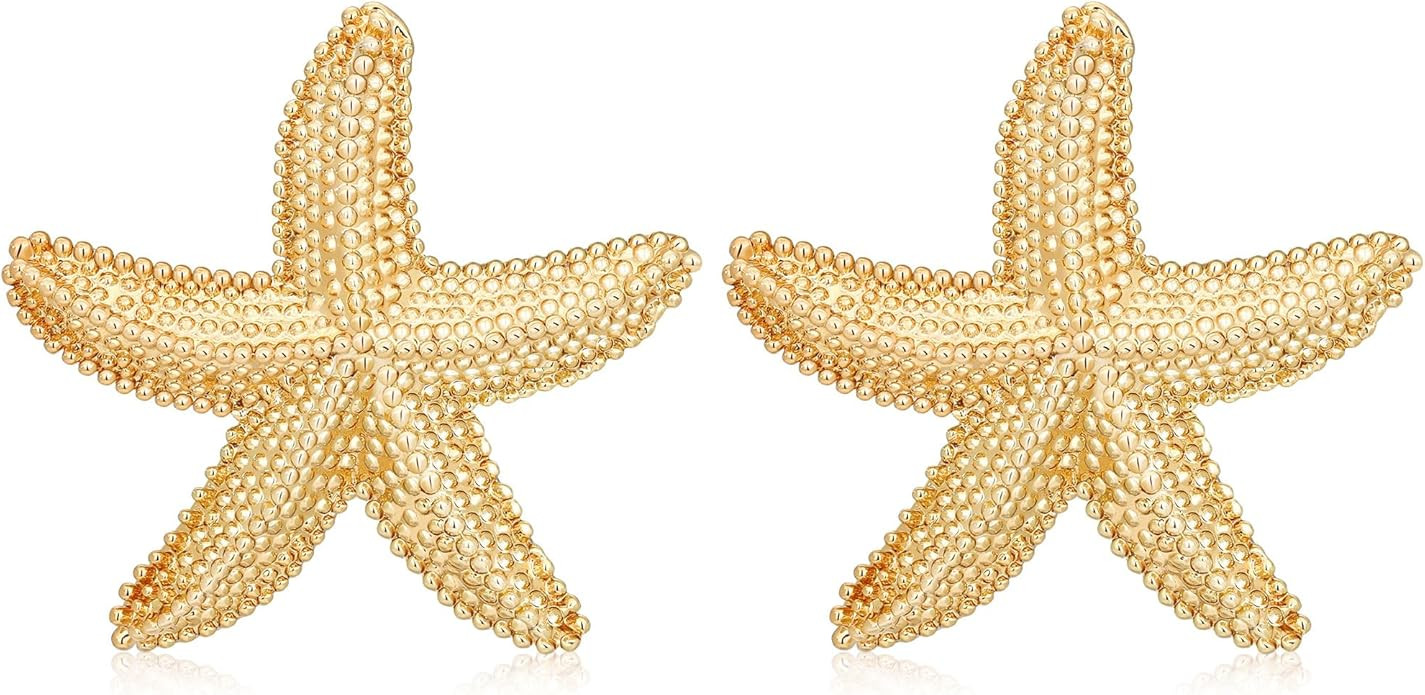 MISS RIGHT Gold Shell Earrings for Women, Stainless Steel Sea Shell Stud Seashell Earrings Beach ... | Amazon (US)