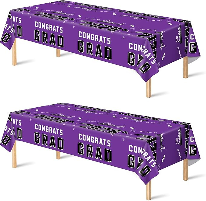 OHOME 2026 Graduation Decorations - Graduation Decorations 2026 - Plastic Purple Tablecloth for C... | Amazon (US)