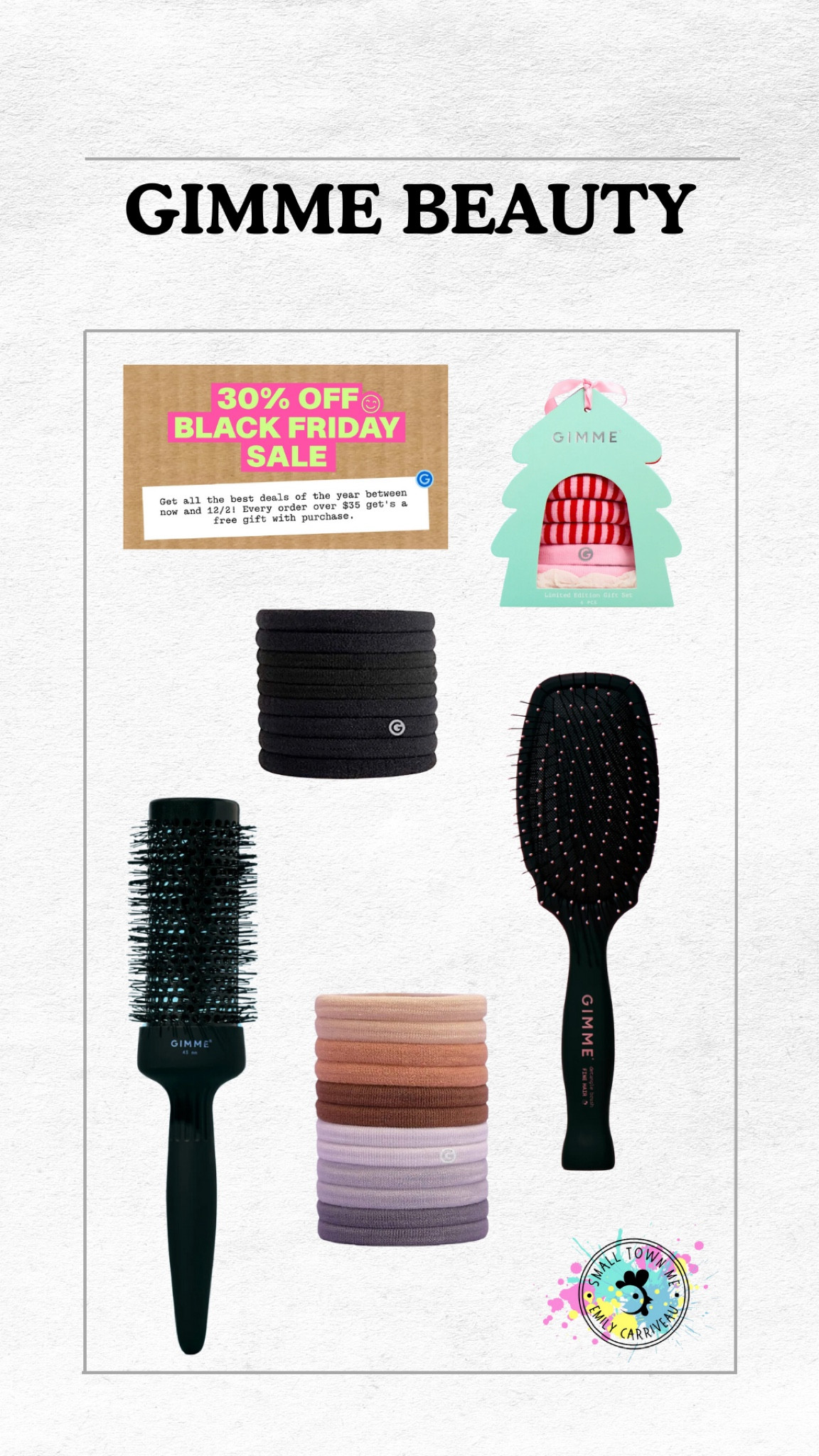 gimme beauty Black Friday sale!
30% off the whole site! 
Love the fine hair brushes + fine hair ties 

#LTKHoliday #LTKSaleAlert #LTKGiftGuide