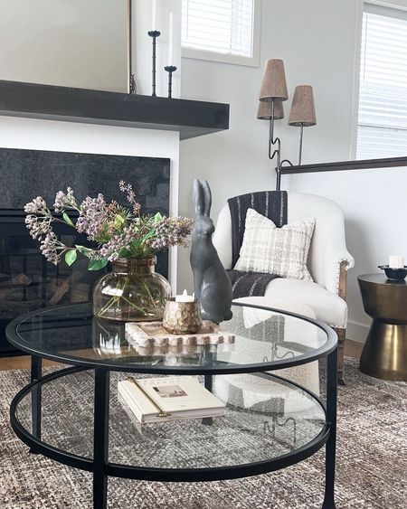 Spring vibes on my coffee table with an airy flower arrangement and a cute bunny. 

Home decor, coffee table styling  

#LTKSeasonal #LTKfindsunder50 #LTKhome