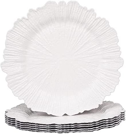 MAONAME Reef White Charger Plates, Plate Chargers for Dinner Plates, Plastic Plate for Wedding Decor | Amazon (US)