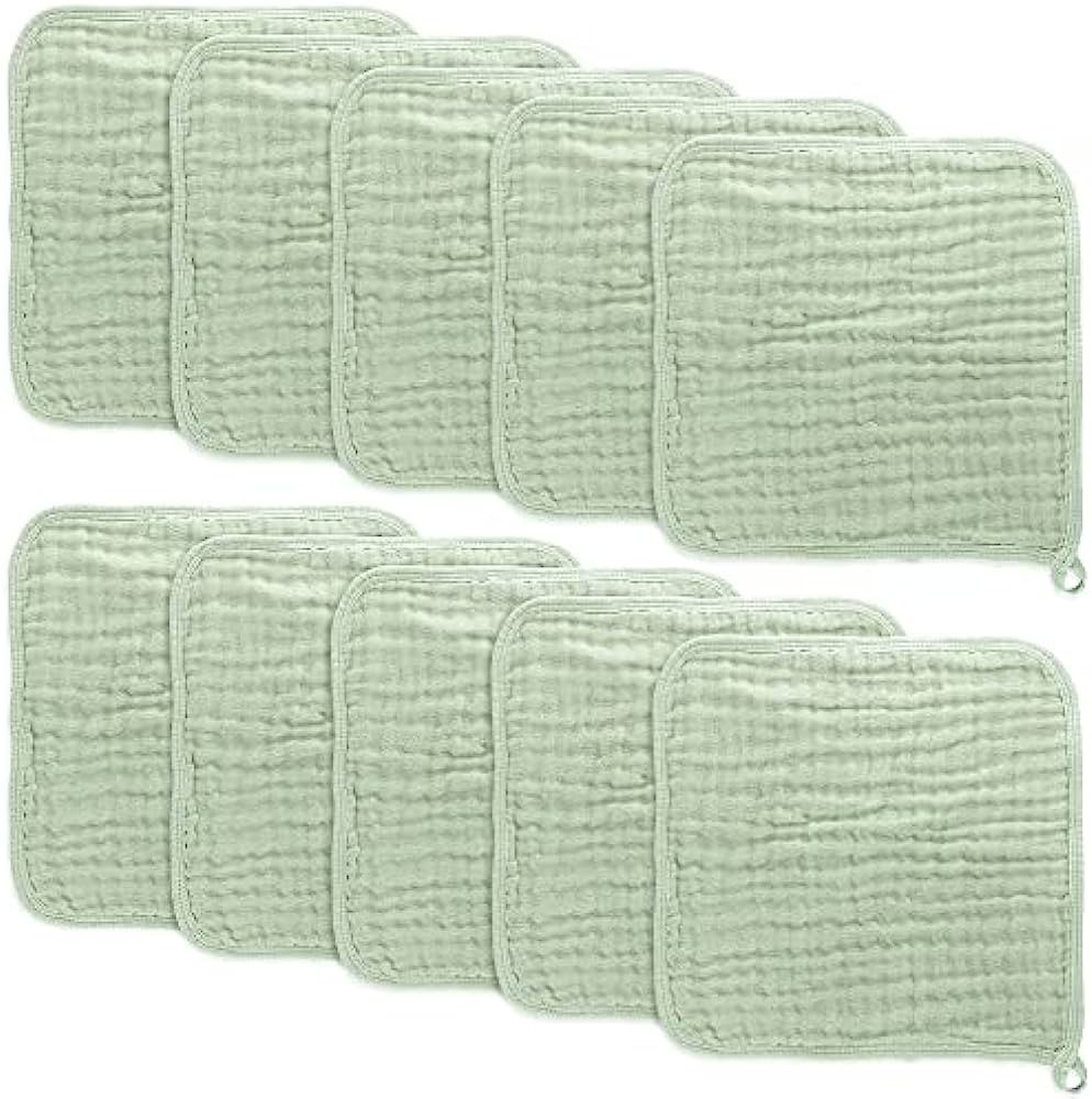 Baby Washcloths, Muslin Cotton Baby Towels, Large 10”x10” Wash Cloths Soft on Sensitive Skin,... | Amazon (UK)