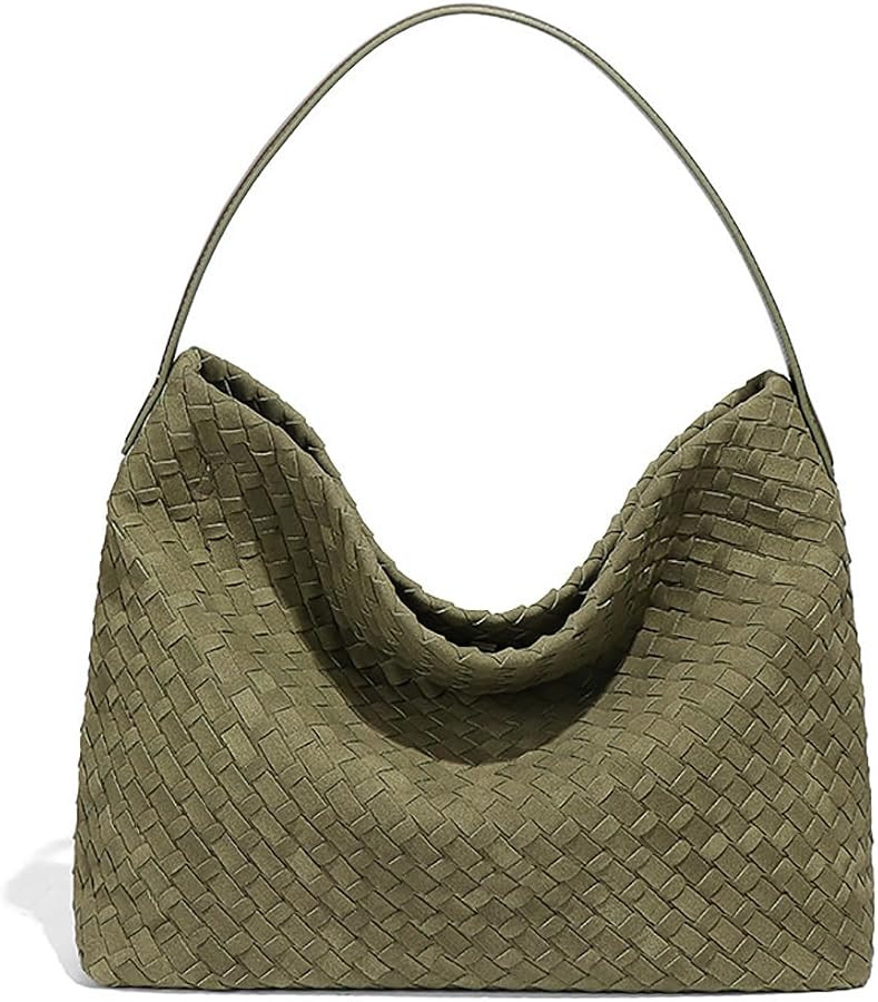 JYG Women's Braided Suede Tote Bags Slouchy Shoulder Bag Trendy Crescent Satchel Purse 2025 | Amazon (US)