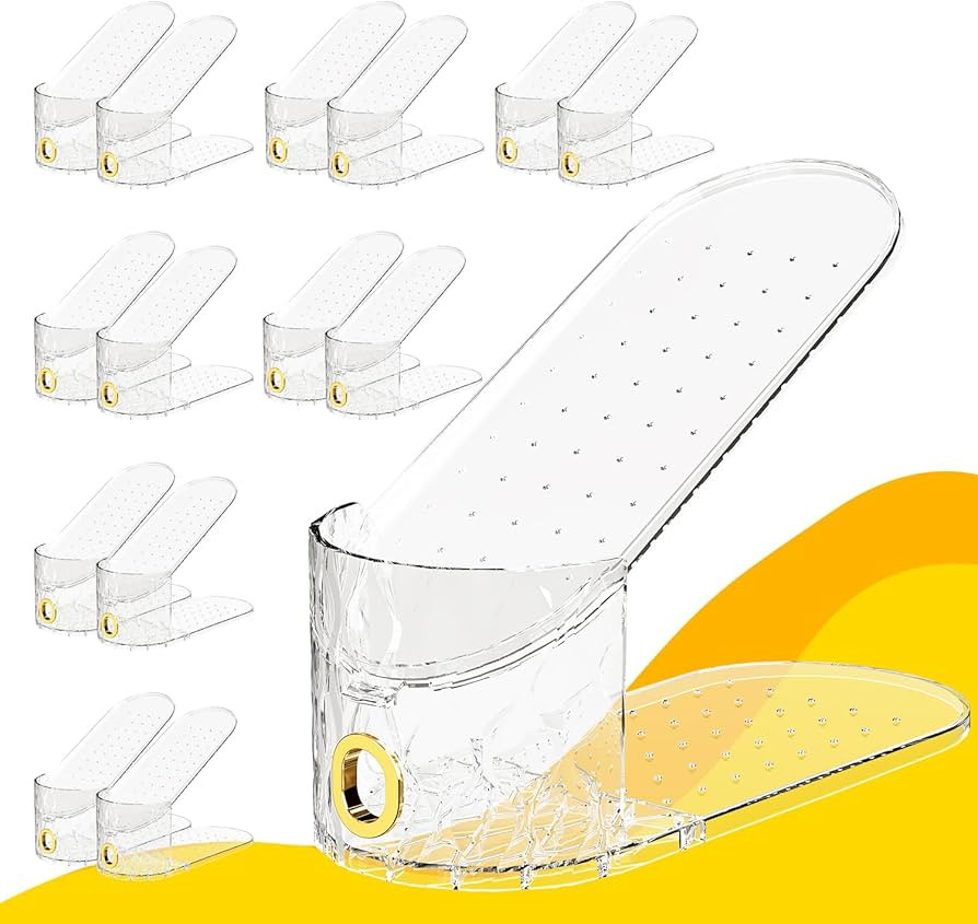 Shoe Slots Organizer, Adjustable 15 Pack Shoe Stacker for Closet Storage, Clear Double Layer Spac... | Amazon (US)