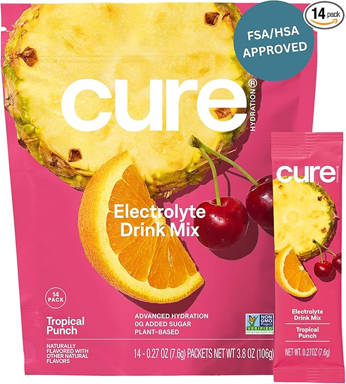 Cure Hydration | Plant-Based Electrolyte Drink Mix | No Added Sugar | FSA-HSA | Dehydration Relie... | Amazon (US)