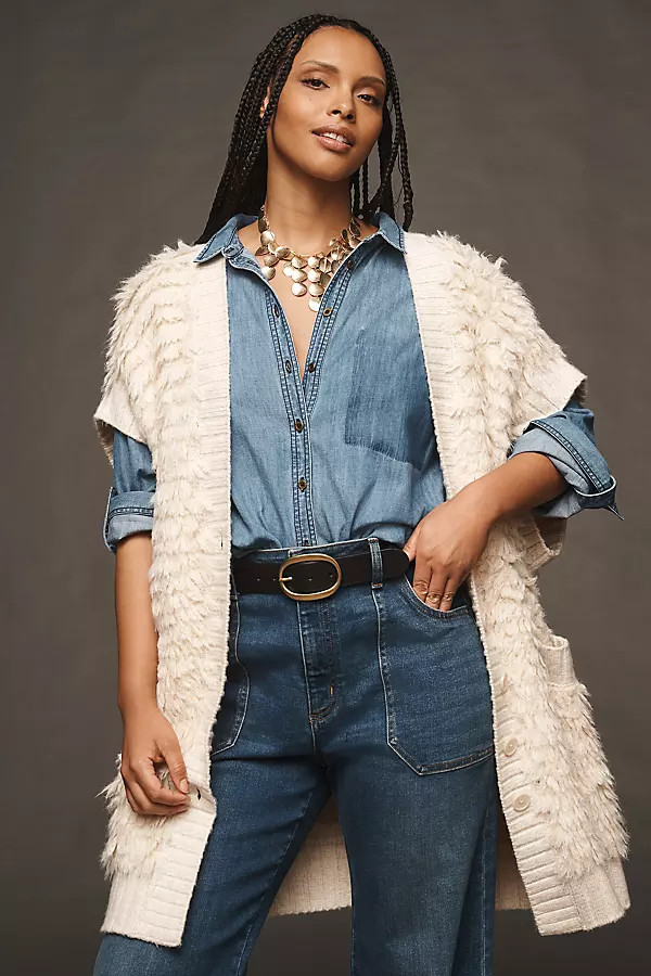 Plus Short-Sleeve Open-Front Cardigan Sweater | Anthropologie (US)