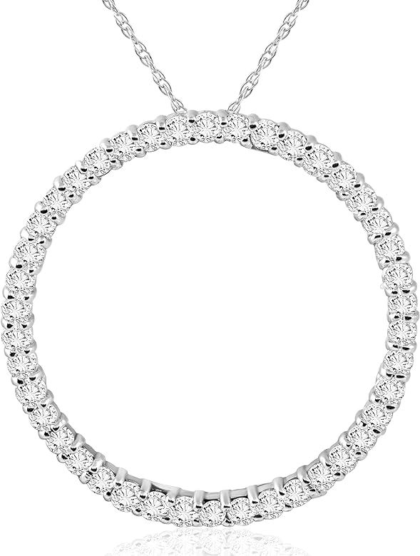1 CT Diamond Circle Of Life Eternity Pendant 14K White Gold | Amazon (US)