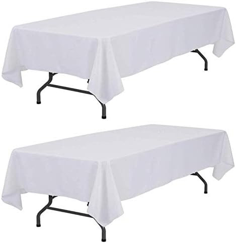 Wealuxe White Tablecloth 60x126 - Rectangular 8 feet Table Cover, 2 Pack | Amazon (US)