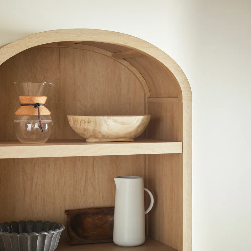 Sitarski Modern Arched Bookcase with Statement Cabinet | Wayfair North America