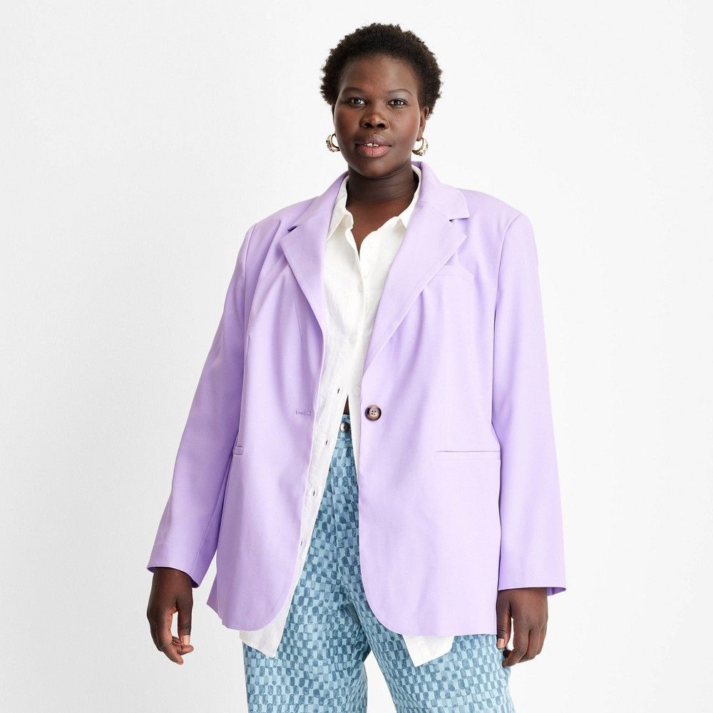 Women's Oversized Watercolor Blazer - Future Collective with Gabriella Karefa-Johnson Light Purple X | Target
