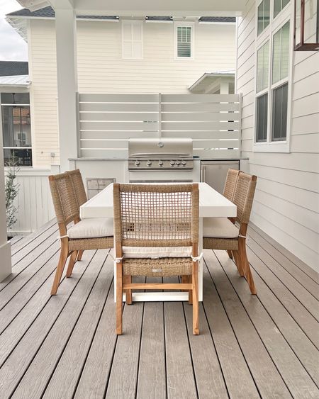 Outdoor dining table and chairs. The chairs can be used indoors. The quality is AMAZING for the price.  

#LTKhome #LTKSeasonal #LTKsalealert