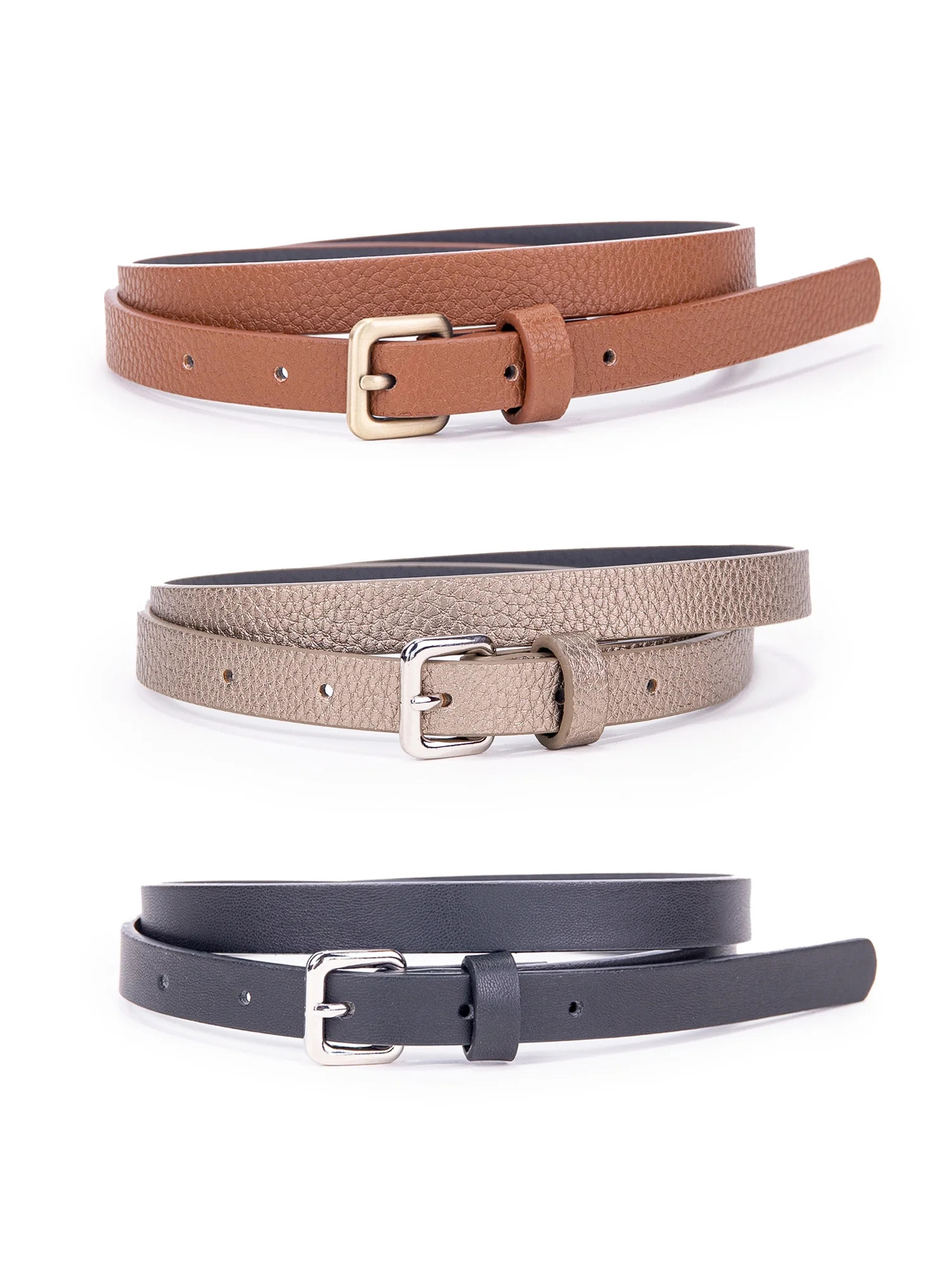LP by Linea Pelle Women's 3 for 1 Skinny Belts, Bronze Black Brown | Walmart (US)