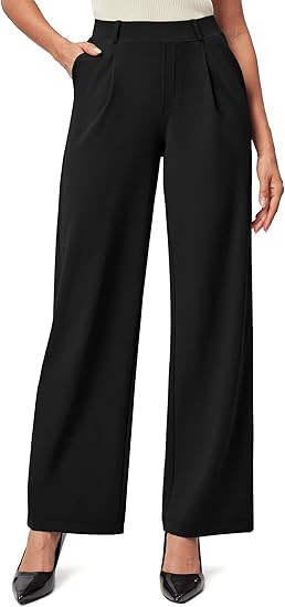 IUGA Womens Dress Pants Wide Leg Pull On Stretchy Work Pants Women High Waisted Business Casual T... | Amazon (US)