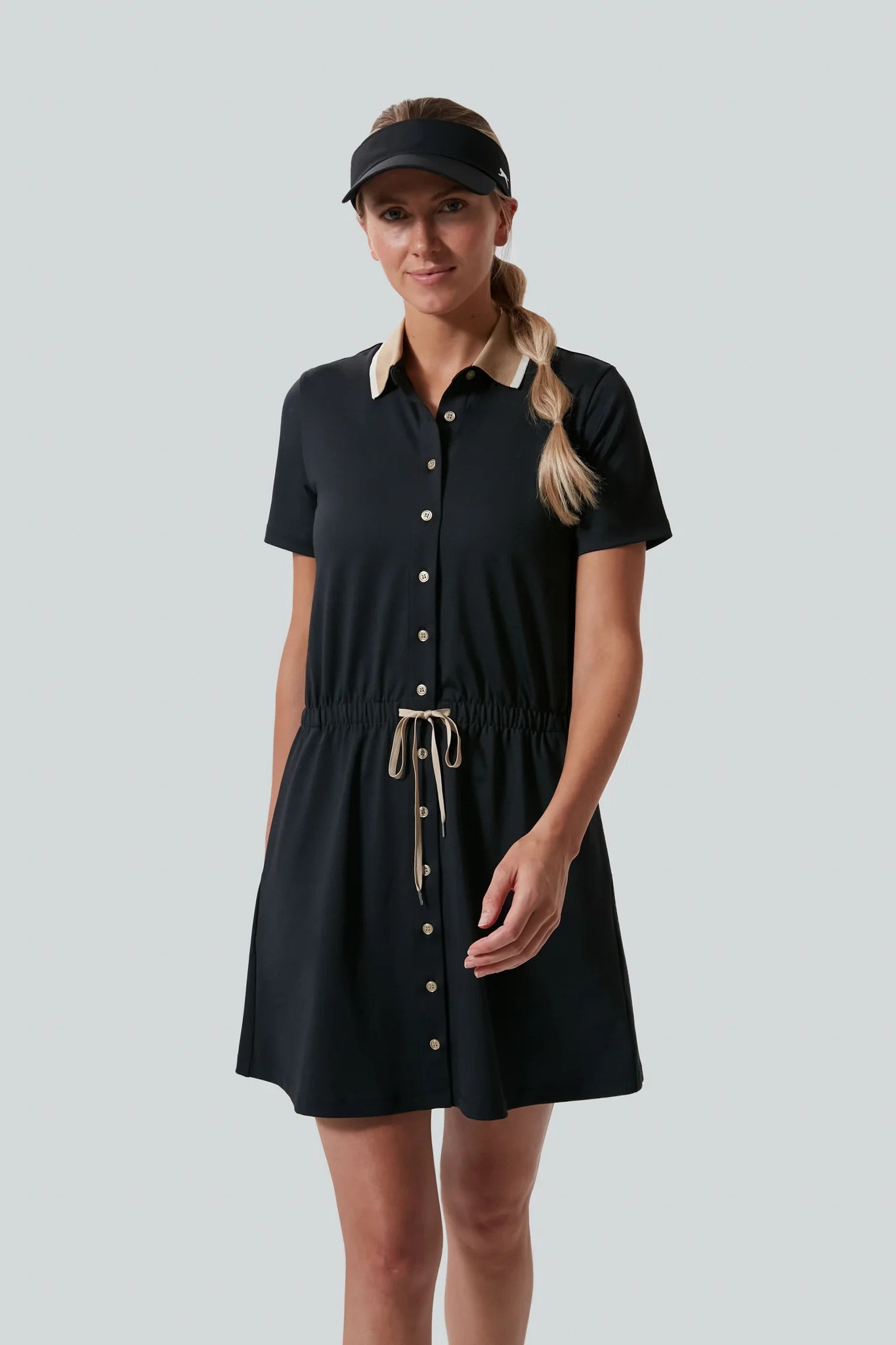 Black Short Sleeve Polo Golf Dress | Tuckernuck (US)