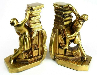 Colonial Librarian Brass Bookends Vintage PM Craftsman Book Stacks Struggle USA   | eBay | eBay US