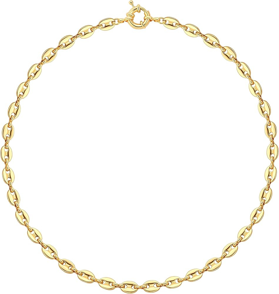 18K Gold Plated Choker Necklaces for Women Fashion Snake Chain Dainty Leaf Coffee Bean Love Knot ... | Amazon (US)