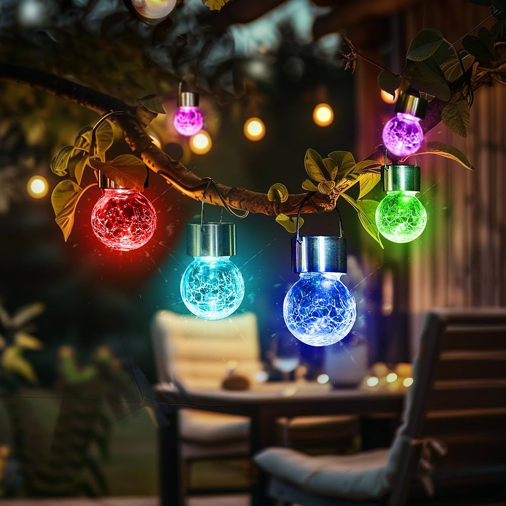 GIGALUMI 16 Pack Solar Hanging Lights for Christmas Decoration - Cracked Glass Solar Lights Outdo... | Amazon (US)