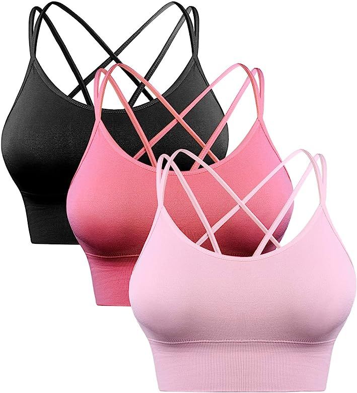 Sykooria 1-3 Pack Sexy Sports Bra for Women Workout Tops Strappy Crisscross Back for Yoga Fitness... | Amazon (US)