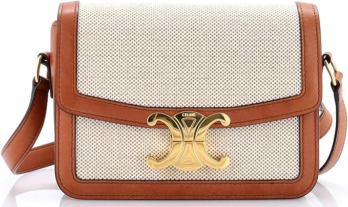 Amazon.com: Celine, Pre-Loved Triomphe Shoulder Bag Canvas with Leather Teen, Neutral : Amazon Lu... | Amazon (US)