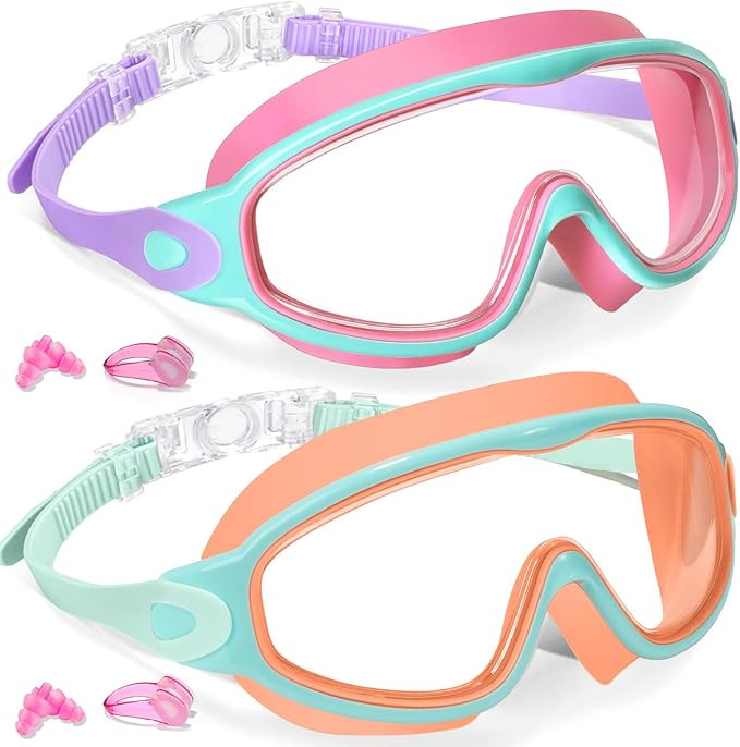 Keary 2 Pack Kids Swim Goggles for 3-15 UV Protection Anti-Fog Pool Water Swimming Goggles For Bo... | Amazon (US)