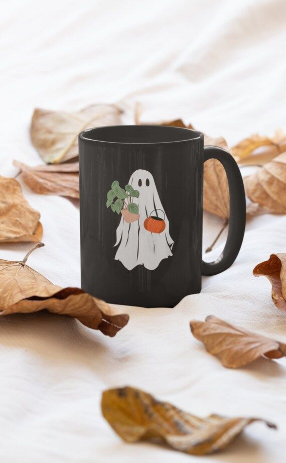 Plant Ghost Coffee Mug, Halloween Mug, Halloween Gift for Plant Lover, Plant Mom Gift, Cottagecor... | Etsy (US)