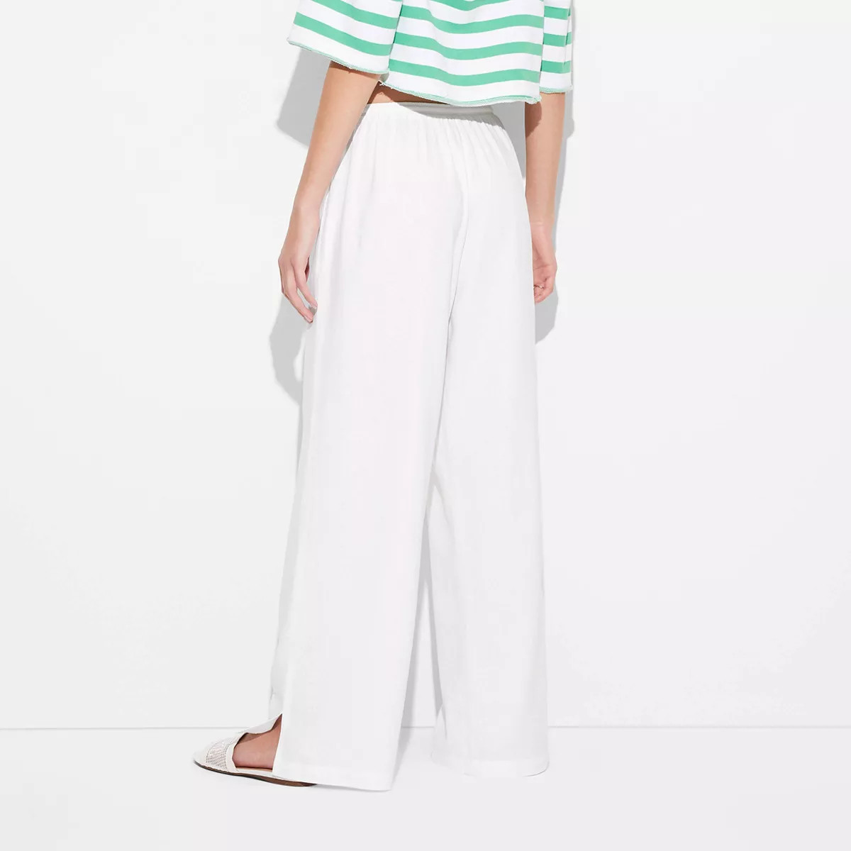 Women's Pull-On Linen Pants - Wild Fable™ White M: Relaxed Fit, Drawstring Waist, Lightweight F... | Target