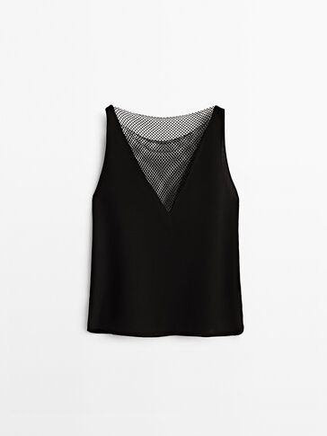 Top with beaded mesh detail | Massimo Dutti (US)