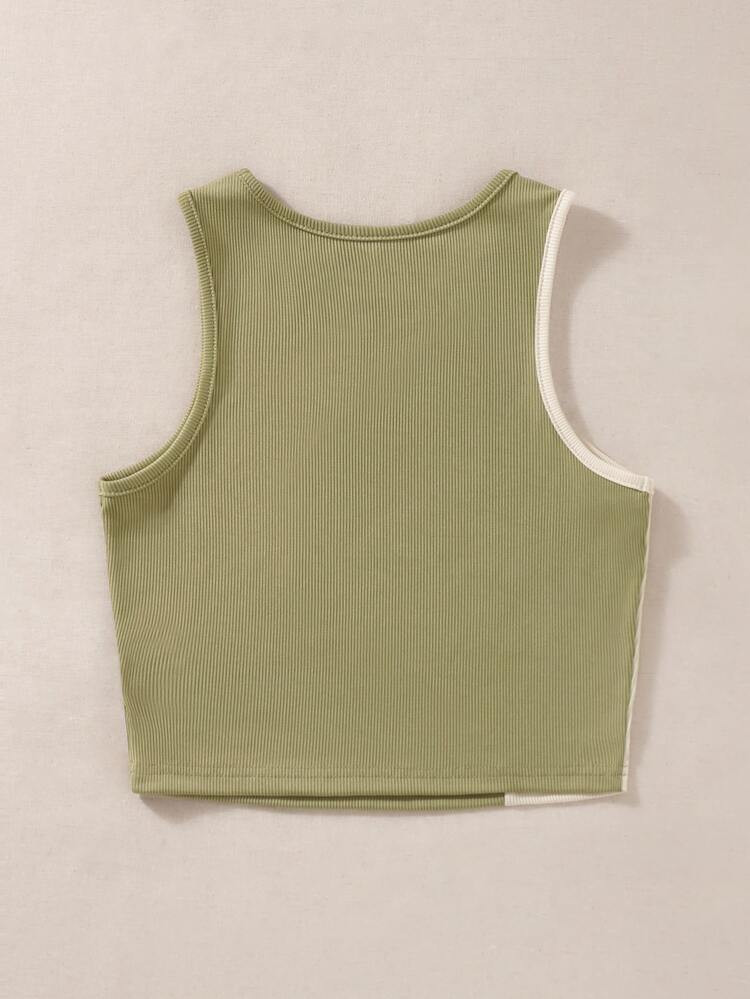 Color Block Ribbed Knit Tank Top | SHEIN