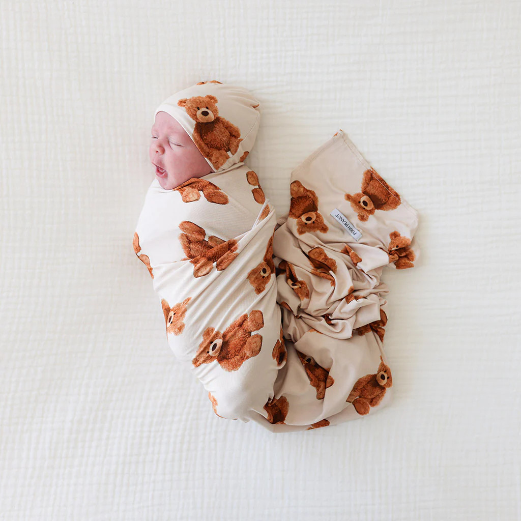 Bears Yellow Baby Boy Swaddle | Teddy Freddy | Posh Peanut