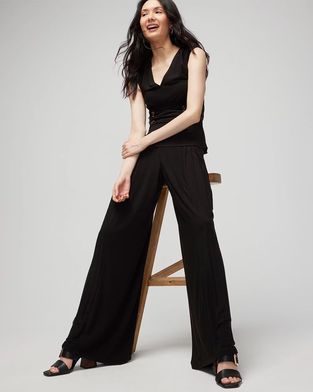 Matte Jersey Pleated Wide Leg Pant | White House Black Market