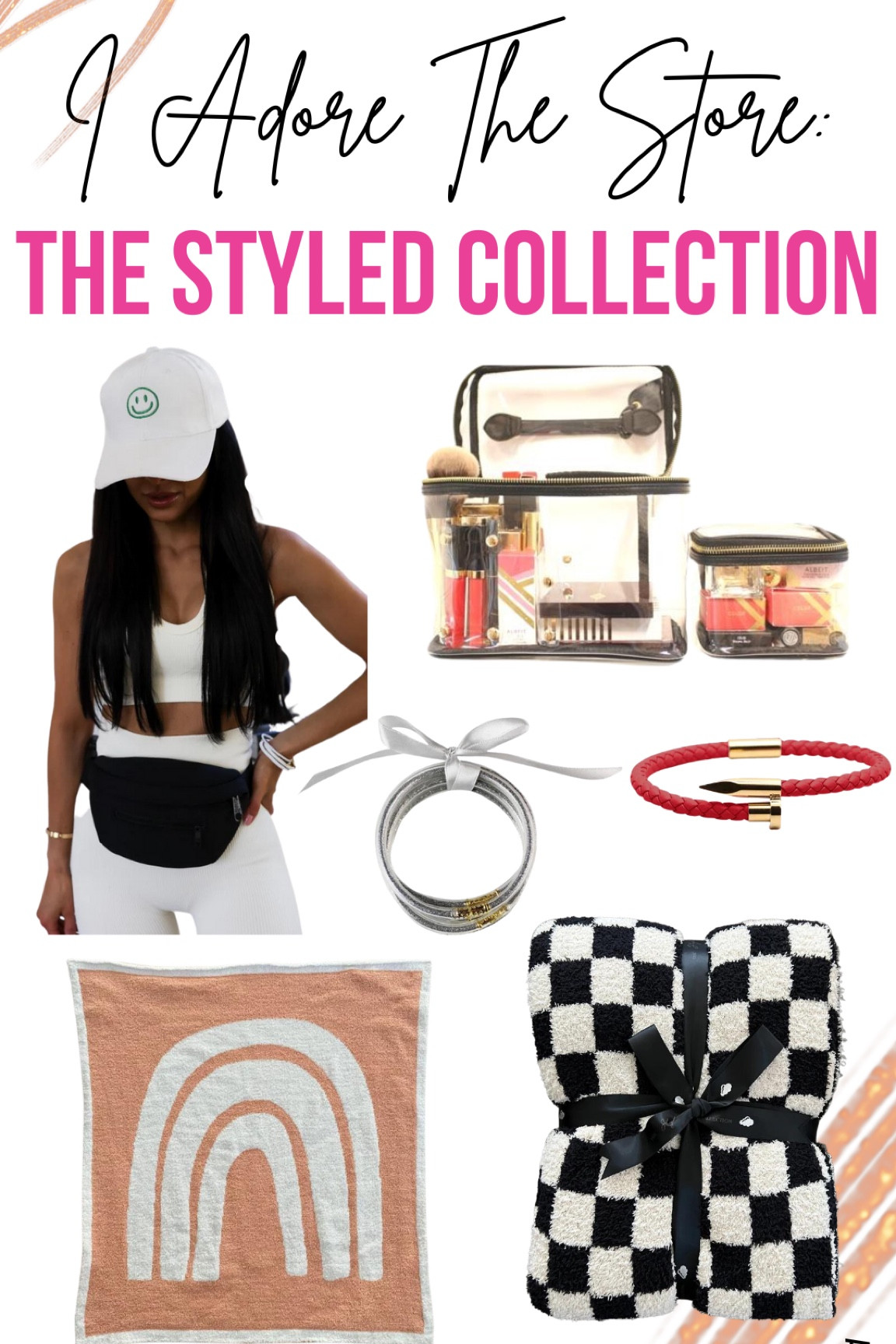 - Baby rainbow blanket
- Checkered buttery blanket
- Glitter jelly bracelet set
- Leather nail bracelet set
- Luxe beauty case
- good vibes hat

#LTKhome #LTKCyberweek #LTKsalealert