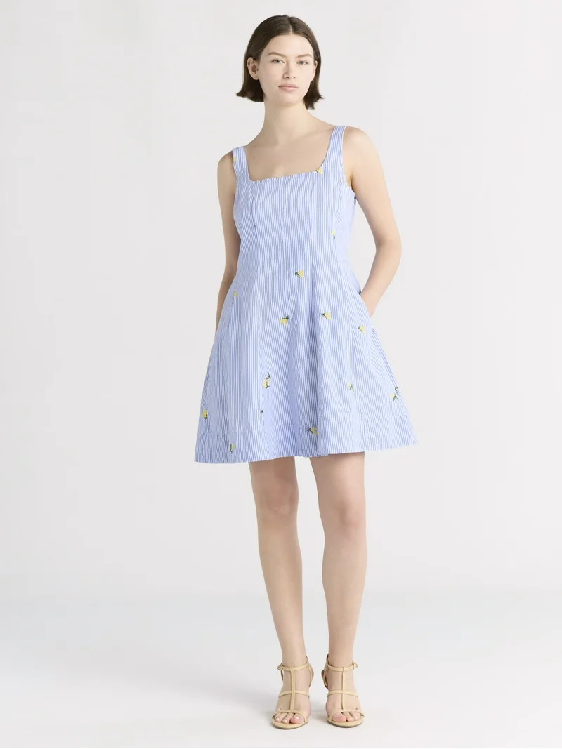 Free Assembly Women's Sleeveless Cotton Mini Dress with Embroidery, Sizes XS-XXL | Walmart (US)