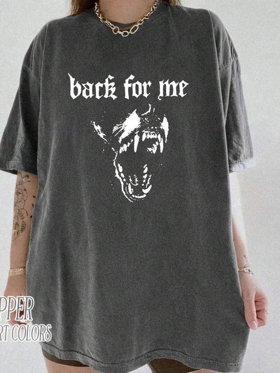 Bark For Me Flirty Sarcastic Dog Graphic Tee, Oversized Vintage Wash, Funny Pet Lover Top For Women | SHEIN