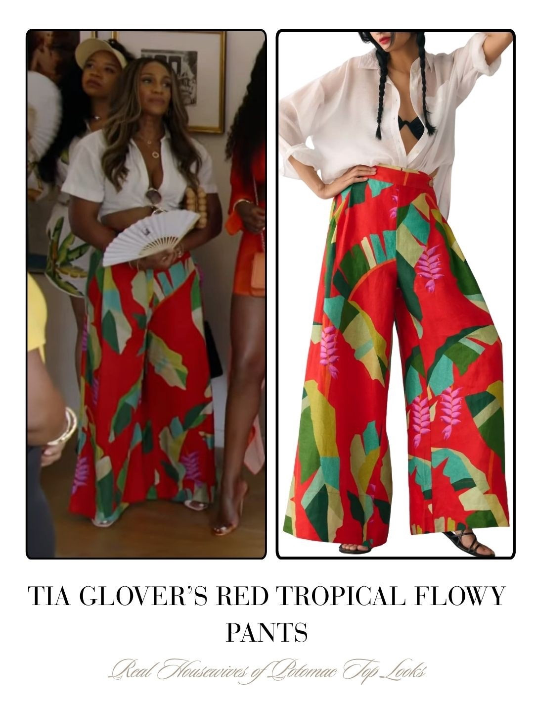 Tia Glover’s Red Tropical Flowy Pants 